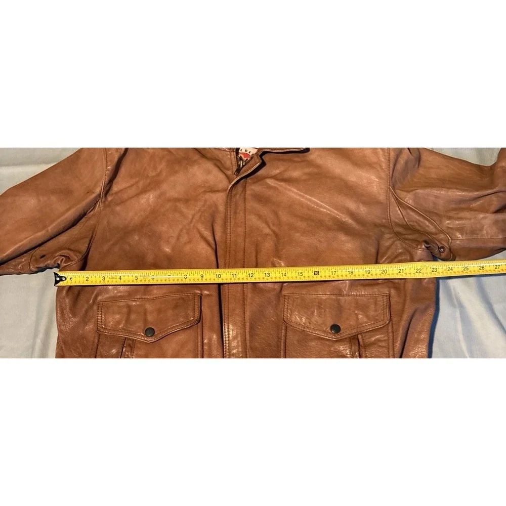 Boulder Ridge Mens Brown Leather Flight Bomber Jacket Map Lining Size 44 Vintage